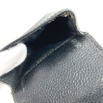 Chanel Cigarette Case CC Coco Logo A13511 Caviar Skin Black