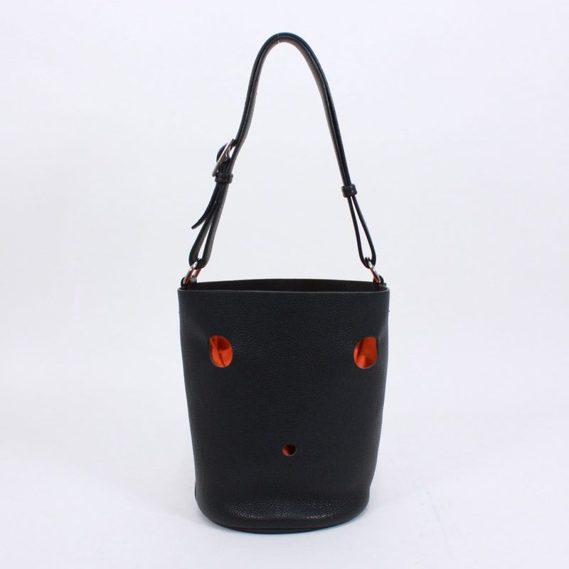 Hermes Mangeoire PM Taurillon Leather Black Handbag Silver