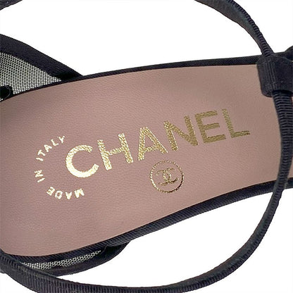 Chanel Ribbon Mesh Coco Mark Sandals
