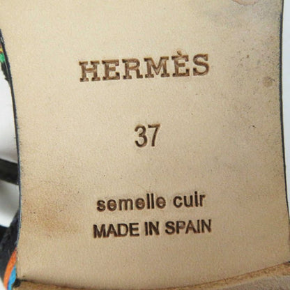 Hermes Leather With Serie Plate Ankle Strap Espadrilles/canvas Leather Slip-on