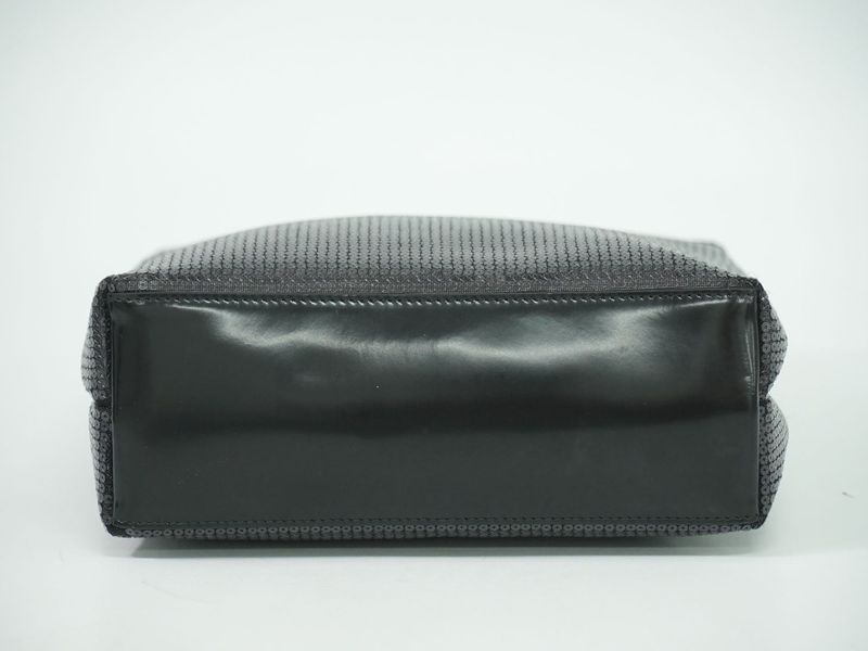 Authentic Prada Sequined Mesh Tote Handbag Black Bag Pre-owned [follow-up