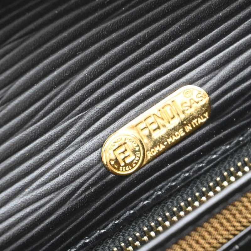 Fendi Long Wallet Logo Black Gold 64ka736