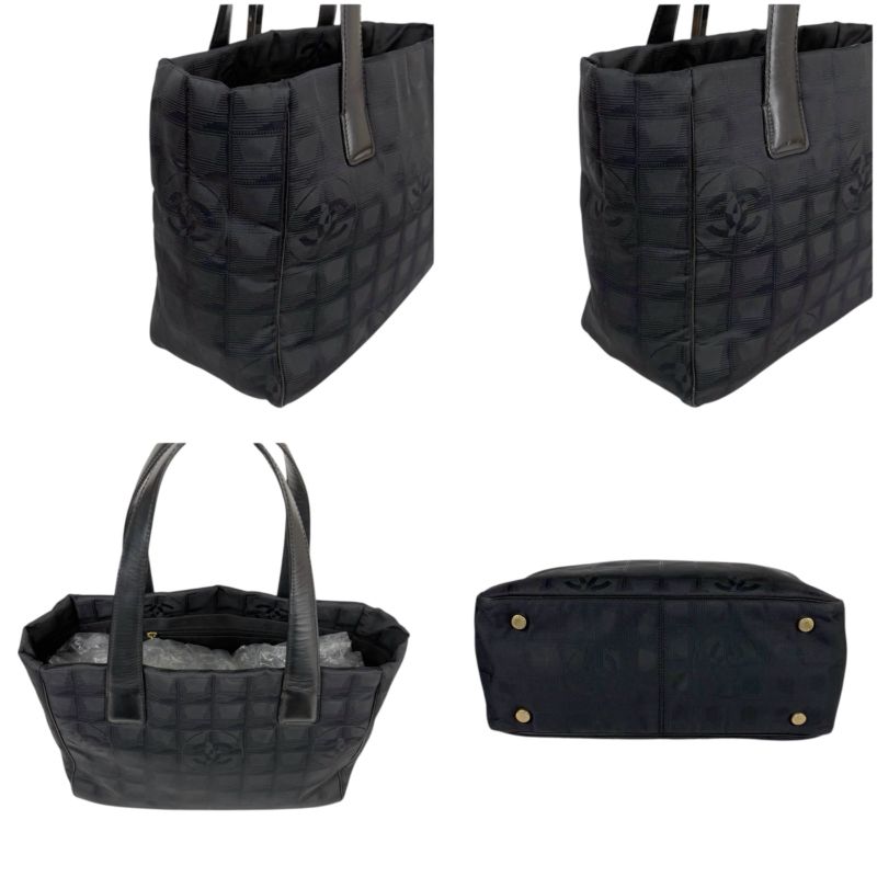Chanel New Travel Line Mini Tote Bag Black Nylon Jacquard Shoulder Bag