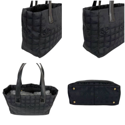 Chanel New Travel Line Mini Tote Bag Black Nylon Jacquard Shoulder Bag