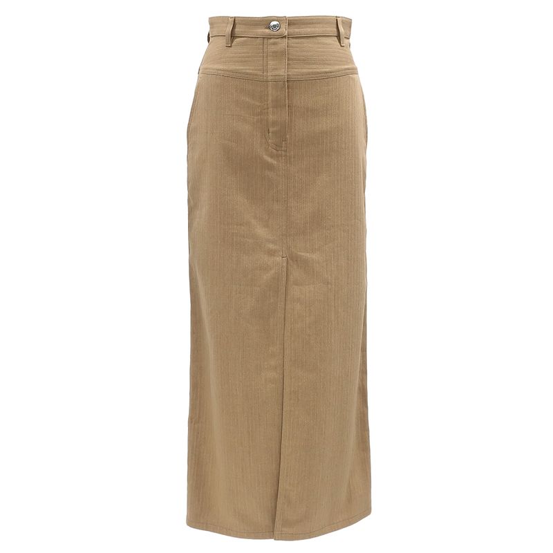 Hermes Skirt Long Skirt Cotton Beige #34 Silver Hardware Light Brown Serie