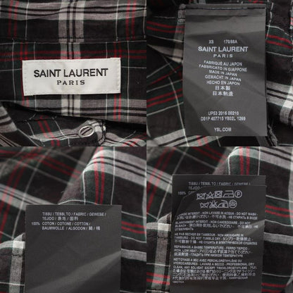 Saint Laurent 16 Cotton Check Western Long Sleeve Shirt Top Black XS