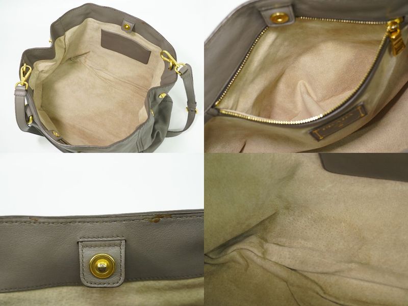 Authentic Prada Leather 2WAY Shoulder Bag Handbag Gray Bn2103 Bag Pre-owned