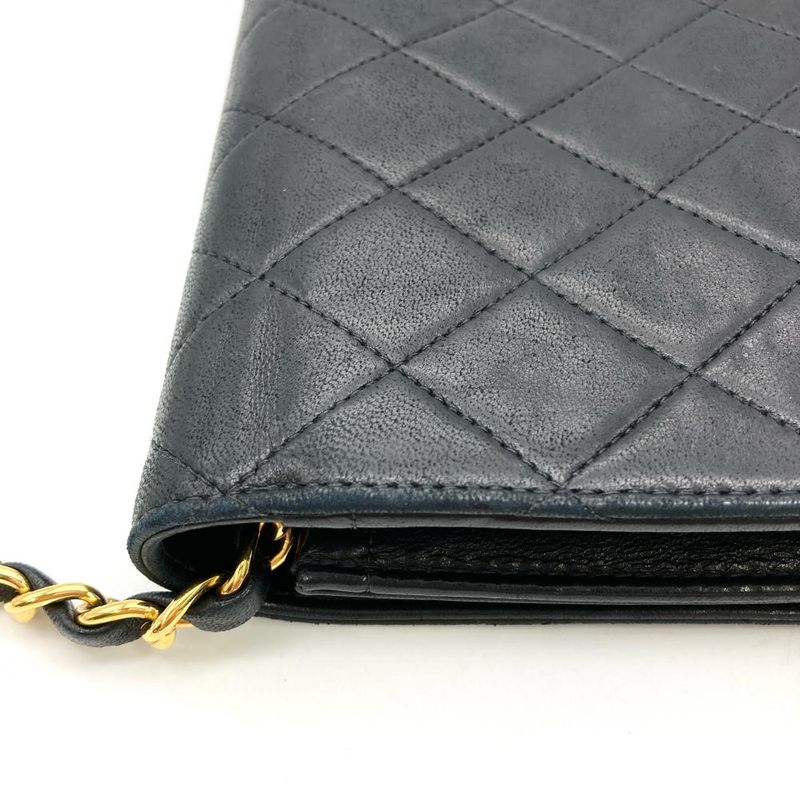 Chanel Matelasse Chain Shoulder Bag Lambskin Black Gold Hardware