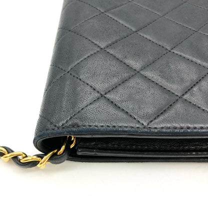 Chanel Matelasse Chain Shoulder Bag Lambskin Black Gold Hardware