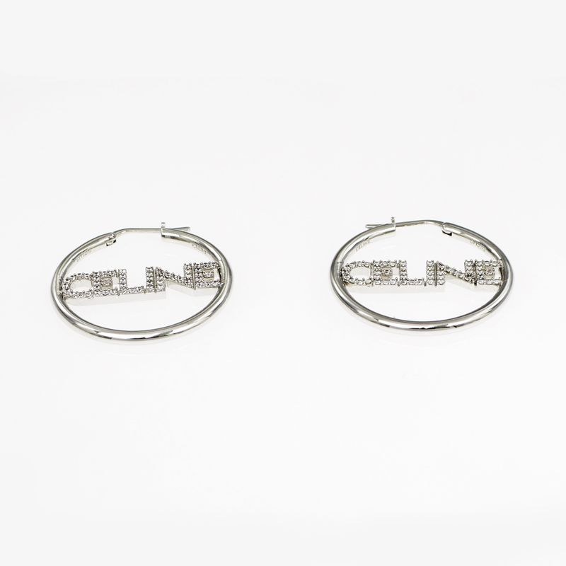 Celine Earrings Hoop Earrings Crystal Silver Color Pair Accessories-