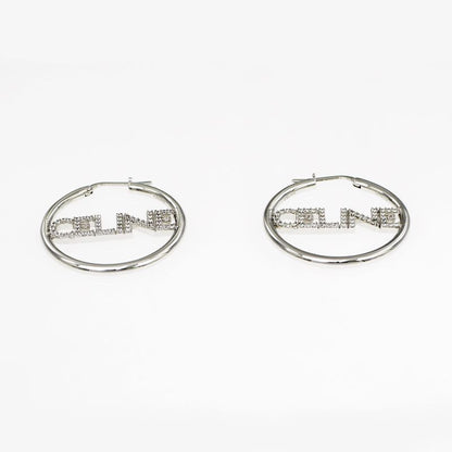 Celine Earrings Hoop Earrings Crystal Silver Color Pair Accessories-