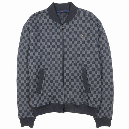 21aw Louis Vuitton Damier Jacquard Sweatshirt Bomber Jacket Blouson Zip Gray S