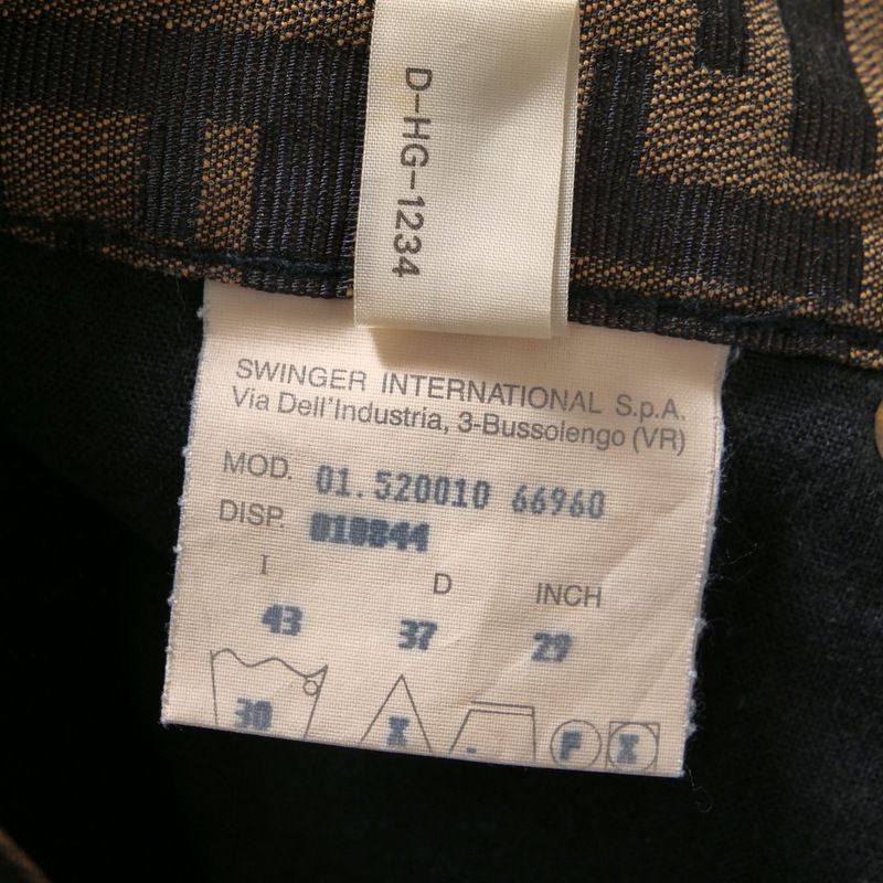 Fendi Vintage Pants Size 29" Tapered Double F FF Zucca Pattern Jacquard Made In