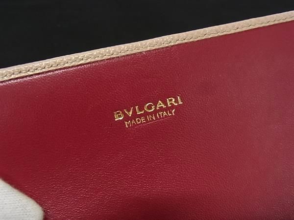 Bvlgari PVC Fold Long Wallet Coin Purse Wallets Billfold Ladies Beige