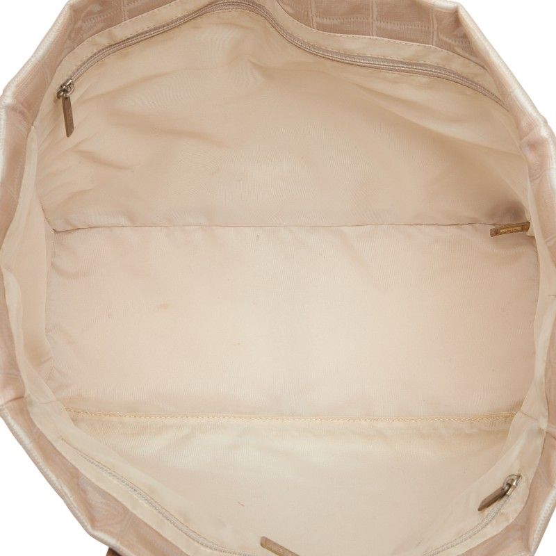 Chanel New Travel Line Beige Pink Nylon Leather Women's Chanel