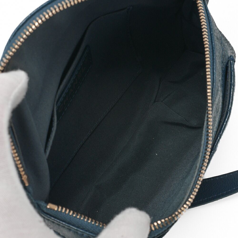 Chanel Waist Bag Matelasse Lambskin With Coco Charm Blue Gold Hardware Ladies