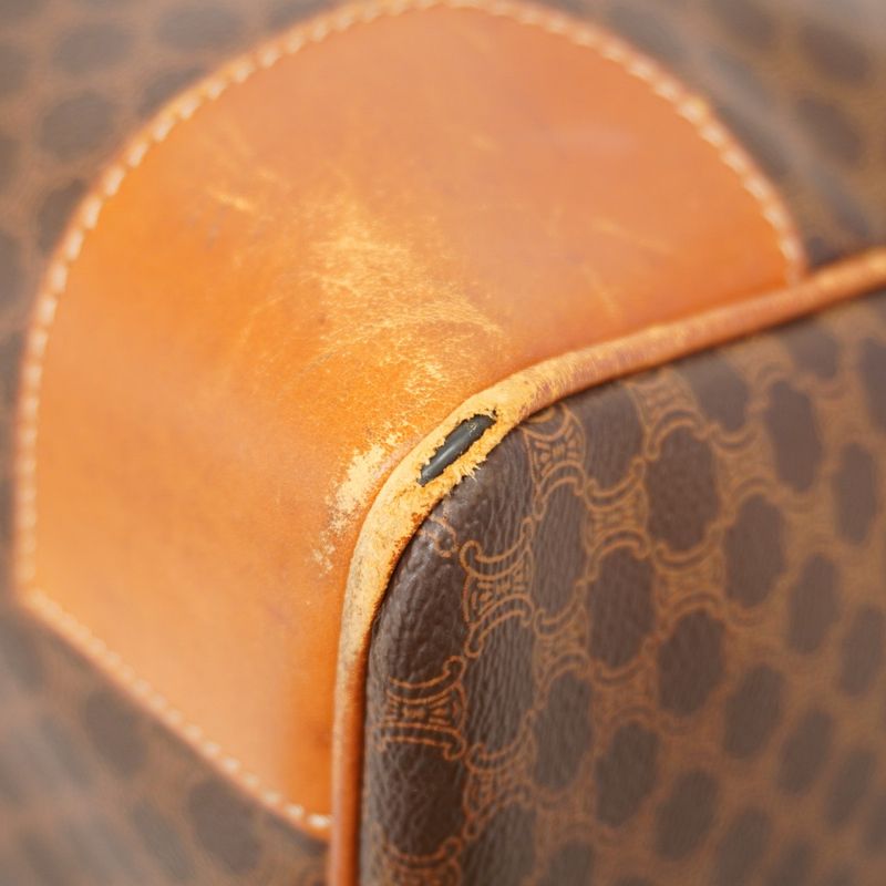 Celine Boston Bag Macadam PVC Brown Gold Hardware Women