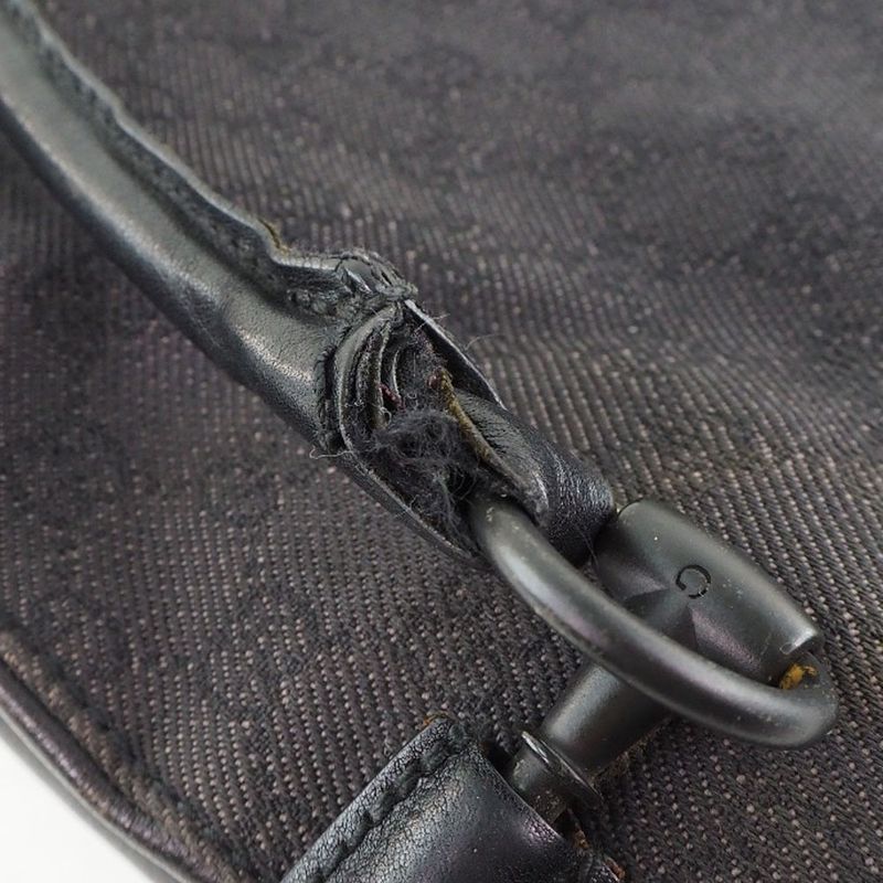 Gucci 101346 GG Canvas And Leather Black Unisex Tote Bag