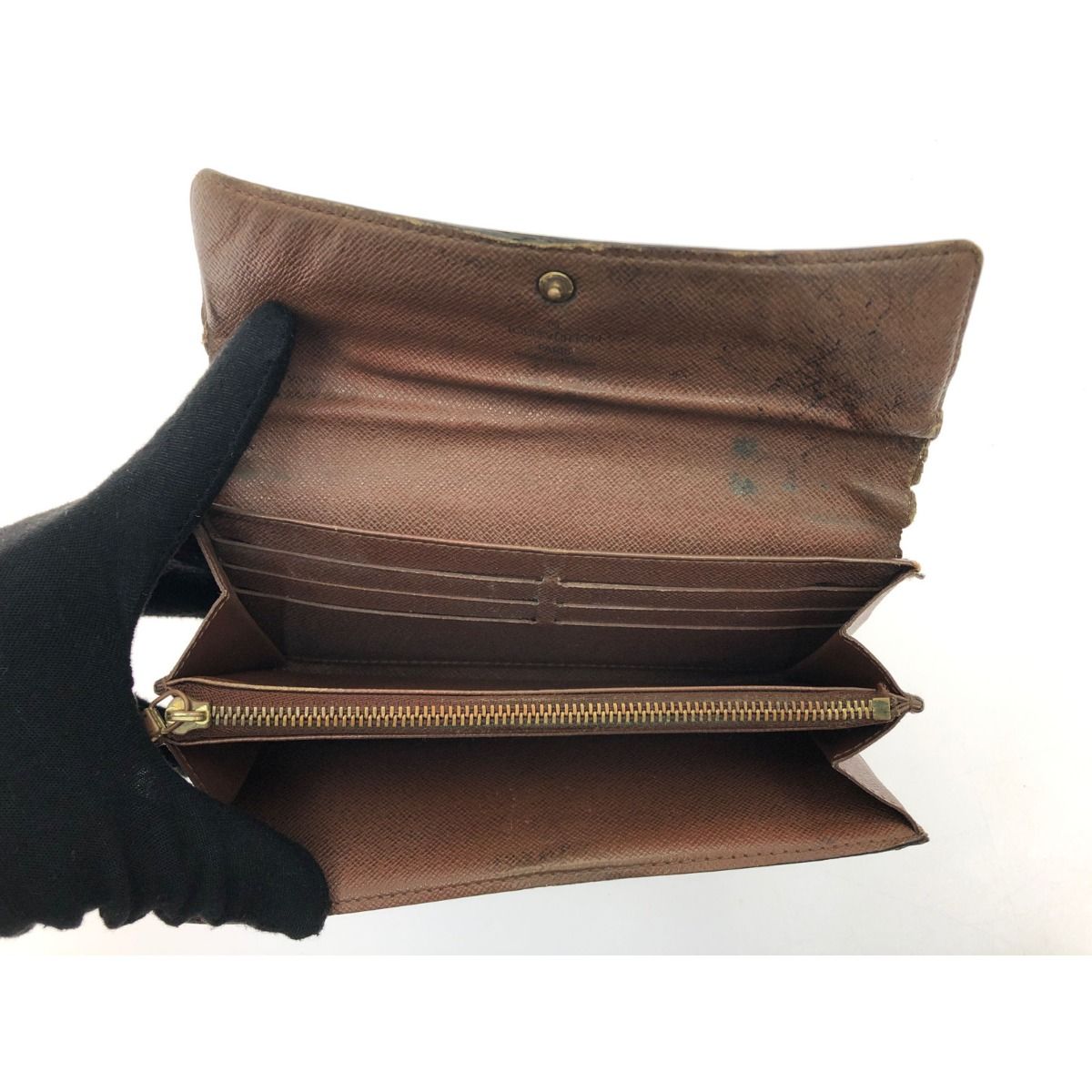 Louis Vuitton Women's Long Wallet Monogram Portefeuille Plate M61734 Brown