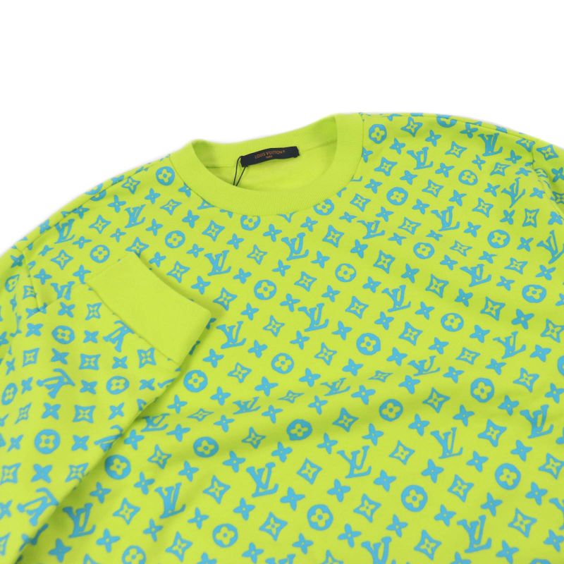 Louis Vuitton 2023 100% Cotton Monogram Print Allover Sweatshirt Lime Green L