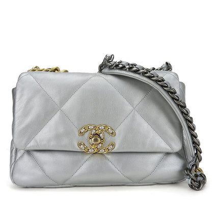 Chanel Shoulder Bag Chanel 19 As1160 Coco Mark Matelasse Leather Silver Gold