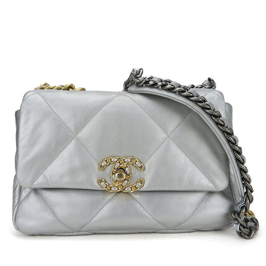 Chanel Shoulder Bag Chanel 19 As1160 Coco Mark Matelasse Leather Silver Gold