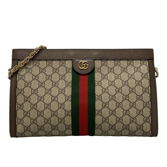 Gucci Shoulder Bag Ophidia/gg Supreme 503876 Beige Dark Brown Green And Red