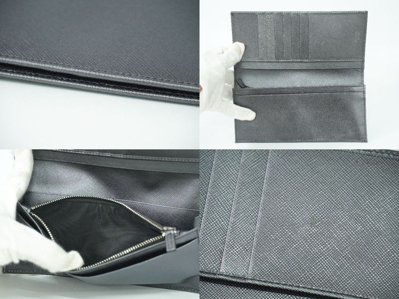 Authentic Prada Saffiano Leather Long Wallet Long Wallet Silver 2m0836 Saffiano