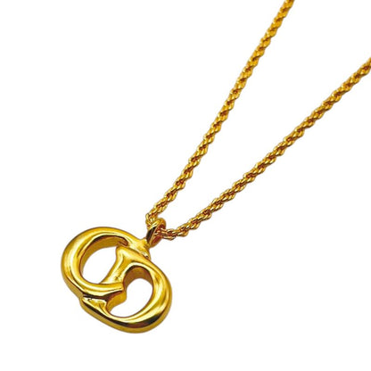 Christian DIOR Necklace Metal CD Logo Gold Plated Gold