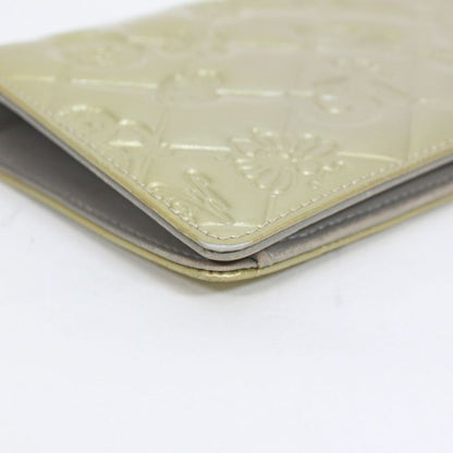 Chanel Bifold Long Wallet Enamel Light Yellow Wallet Silver
