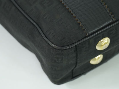 Authentic Fendi Zucchino Tote Handbag Canvas Black 8bh161 Zucchino Bag Pre-owned