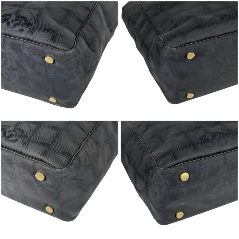 Chanel New Travel Line Mini Tote Bag Black Nylon Jacquard Shoulder Bag