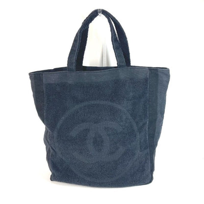 Chanel Tote Bag Logo CC Coco Mark Pile Black