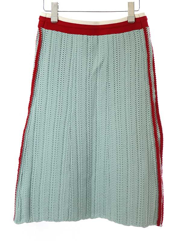 Gucci×adidas 3-Line Logo Low Gauge Knit Skirt Blue XS