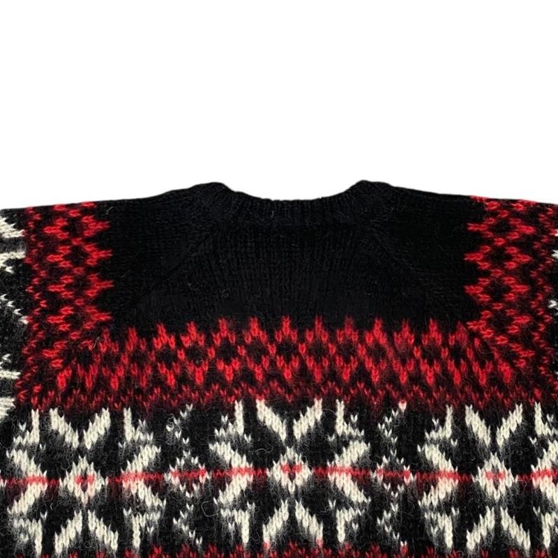 Celine Sweater Fair Isle Logo Knit Crewneck 2aa80628s Size S 22aw Black Red