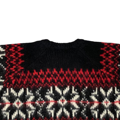 Celine Sweater Fair Isle Logo Knit Crewneck 2aa80628s Size S 22aw Black Red