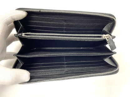 Prada Saffiano Leather Round Zipper Long Wallet Long Wallet Black Made In Italy