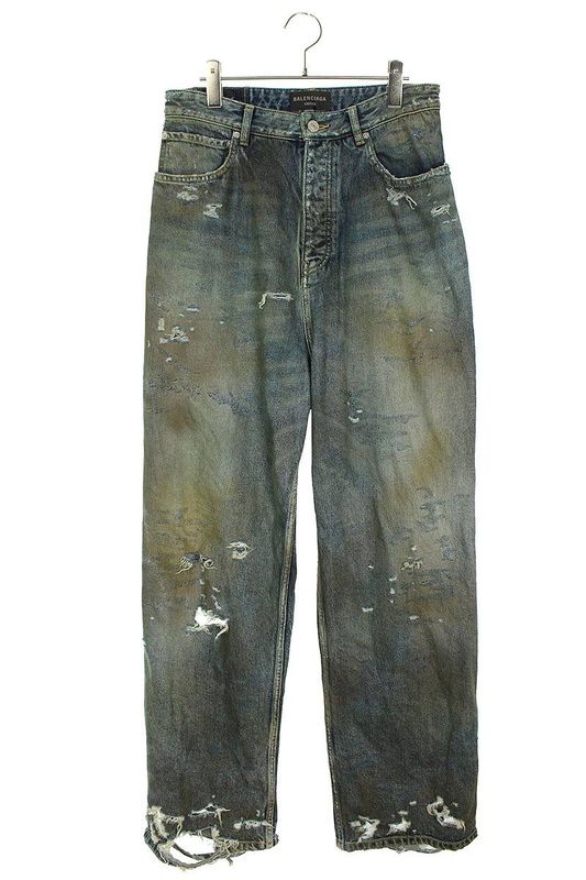 Balenciaga 745248 Tnw01 Superdestroyed Large Fit Baggy Denim Pants Men's XS