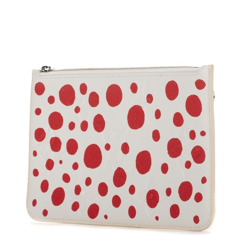 Louis Vuitton "limited Edition Yayoi Kusama Infinity Dot Neverfull Pouch" White