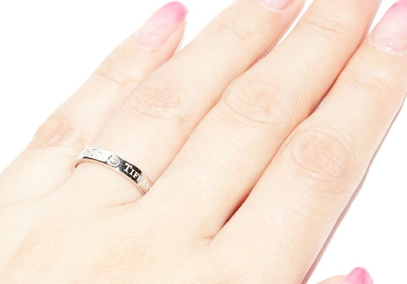 Tiffany & Co Ring Pt950 Diamond 3P (007ct) T&CO Band Ring With Flat Band Ring