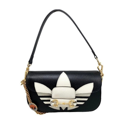 Gucci X Adidas Collaboration Shoulder Bag Horsebit 722009 Logo Chain Black