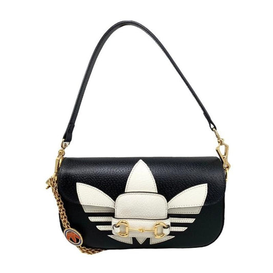 Gucci X Adidas Collaboration Shoulder Bag Horsebit 722009 Logo Chain Black