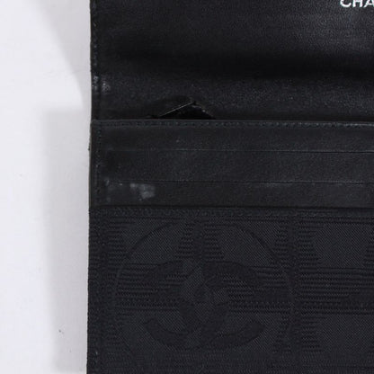 Chanel New Travel Line Leather X Nylon Black Wallet Black A15788