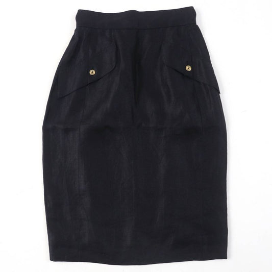 CHANEL Vintage 150466d4 A250078 100% Linen 100% Silk Lining Logo Button Tight