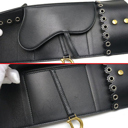 Dior Saddle Belt Waist Mark Leather Black *worn