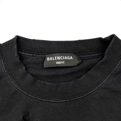 Balenciaga Long Sleeve Long T-Shirt Damaged Logo 681046 5 Size Black Orange