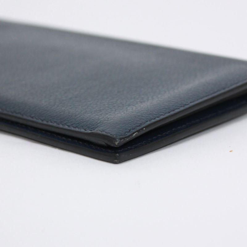 Hermes Long Wallet Evercolor Leather Navy Wallet