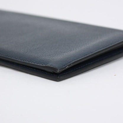 Hermes Long Wallet Evercolor Leather Navy Wallet