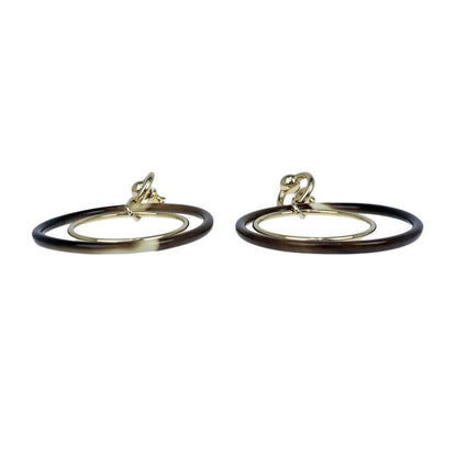 Hermes Amulet Duo Earrings Buffalo Horn Brown Gold Hardware Accessories