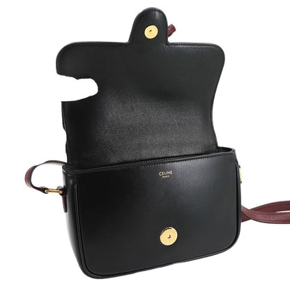 Celine Tassels Shoulder Bag Leather Bordeaux Black Gold Hardware Vintage